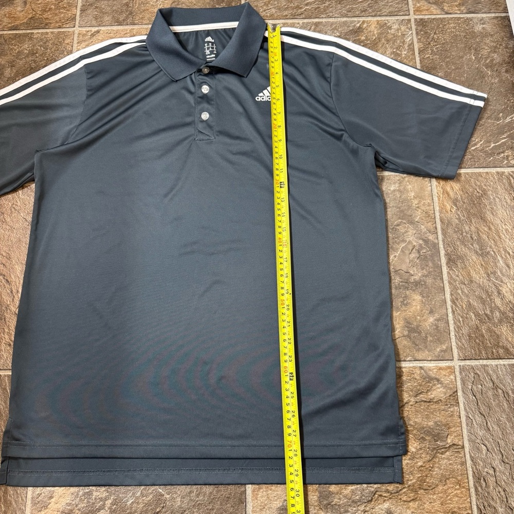 adidas Black Polo with White Shoulder Stripes - Picture 8 of 12